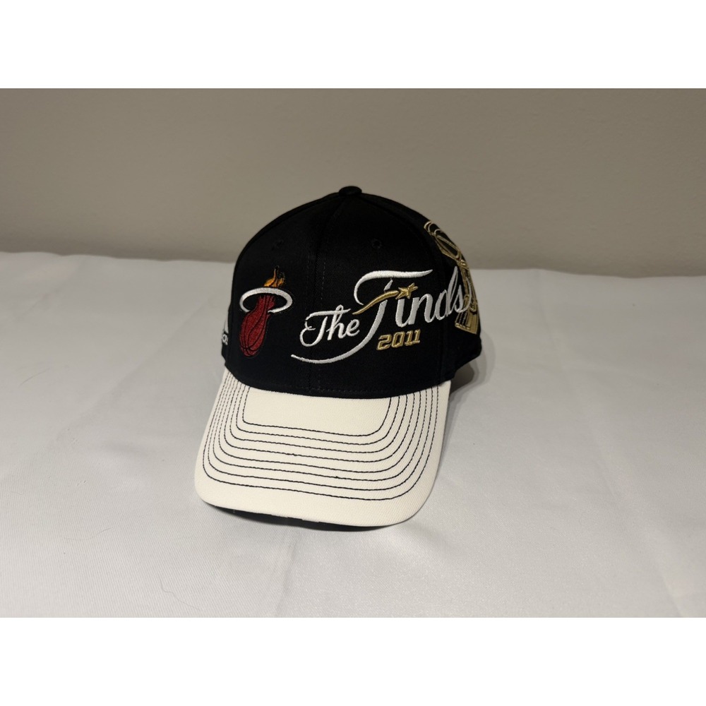 New 2011 Finals Champions Miami Heat NBA Adidas Black White Cap Hat